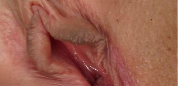  Spread moist pussy lips enjoy dildo
